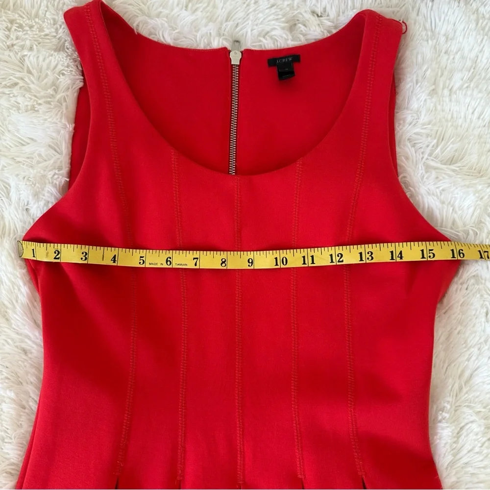 J.Crew Red Ponte Knit Fit Flare Sleeveless Dress Career Cocktail Wedding Size 4